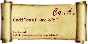 Csécsei Anikó névjegykártya